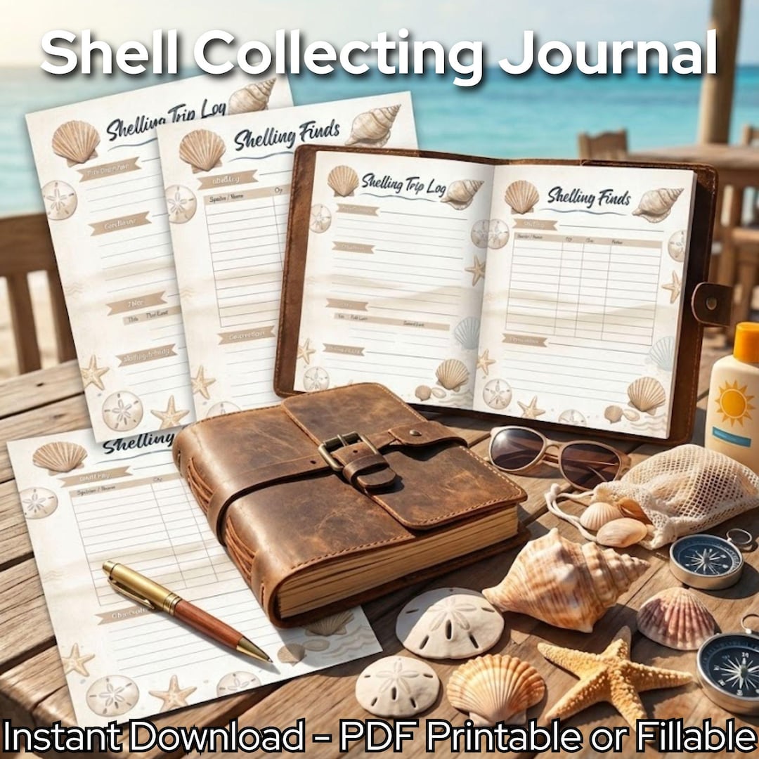 Journal Shell Case Shelling Journal Beachcombing Logbook: Printable & Fillable PDF Tracker ...