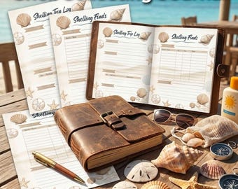 Shelling Journal Beachcombing Logbuch: Druckbarer & ausfüllbarer PDF-Tracker für Muschelsammler und Kinderstrandaktivitäten, 3 Größen und Formate