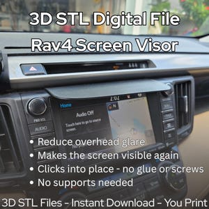 RAV4 Screen Glare Visor: Click-In Mount, 3D Printable STL (Digital Download)