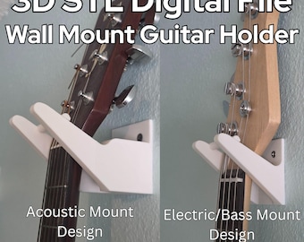3D Druckbare Gitarren-Wandhalterung: Akustische, Elektrisch, Bass (STL Datei)