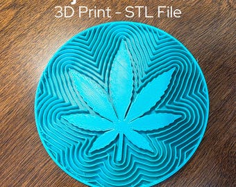 Cannabis Leaf Coaster - 3D Print STL File - Marijuana Drink Coaster - 420 Pot Weed Decor