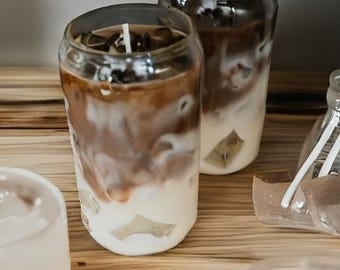 Vela de café helado | Vela de latte helado | Vela de café de regalo | Vela de postre estética | Vela con aroma a café y vainilla | Decoración de verano hecha a mano