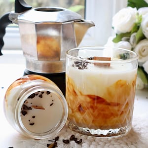 Latte Candle: Coffee Scented Organic Soy Wax Candle with Wooden Wick