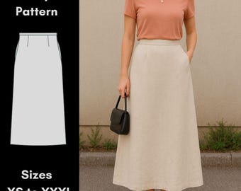 A-Line Maxi Skirt Sewing Pattern PDF: Beginner Friendly with Pockets