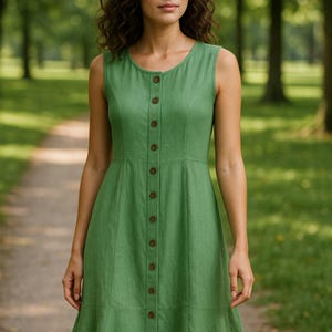 Button Down Summer Dress , Sleeveless Flared Park Dress, PDF Sewing Pattern Download, Plus Size Patterns, Vintage Dress patterns,relax dress