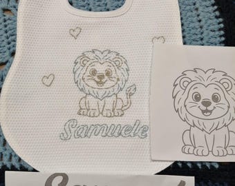 bib, bib with name, and little lion, lion
