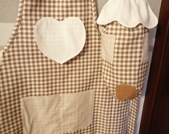 Kitchen apron with Aida insert to embroider with bag holder to embroider