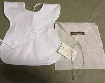 Christening gown, baptismal gown with cross and heart