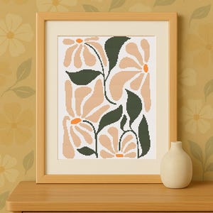 Abstraktes Blumenmuster im X-Stich PDF, Wildblumen Kreuzstichmuster, moderne Natur Landschaft, Blumenmuster für Anfänger