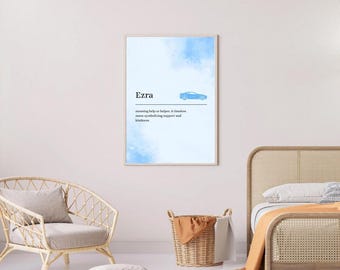 Nome Ezra e significato, stampa, formato A4, decorazione da parete per la cameretta dei bambini