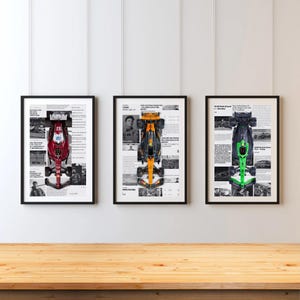 F1 Triple Set, Ferrari, McLaren & Kick Sauber Wall Art, A4 Digital Download