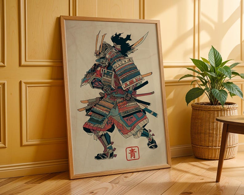 Samurai Warrior Art Print, Traditional Japanese Wall Decor, Ukiyo Style ...