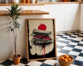 Classic BLT Sandwich - Traditional Japanese Inkwash Style - Sumi-e - Kitchen Decor
