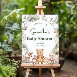 Woodland Animal Welcome Sign for Baby Shower Forest Theme Sign Digital Template Printable Welcome Sign Cottage Core Baby Shower Decor Sign
