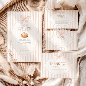 Cutie Pie Theme Invite Bundle, neutrales Herbst-Babyparty-Einladungsset, bearbeitbare Herbst-Baby-Party druckbare Vorlage