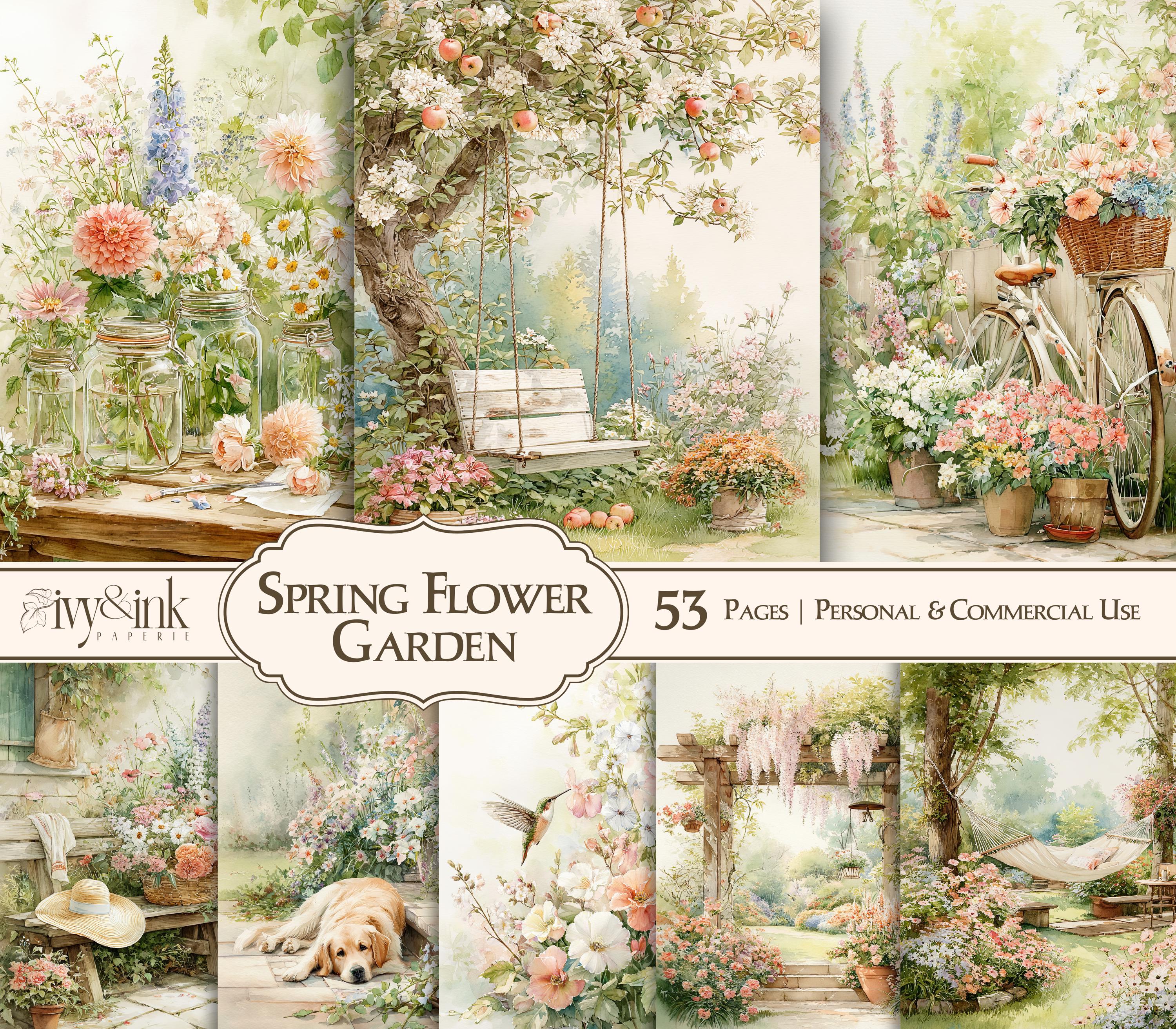 Spring Flower Garden Junk Journal Pages Printable Gardening Ephemera ...