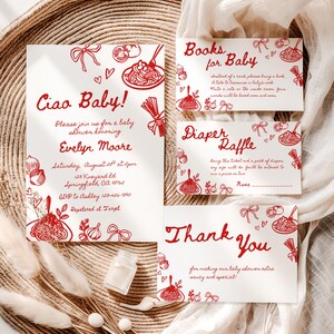 Pasta-Babyparty-Einladungspaket bearbeitbar Italienisches Thema-Babyparty-Einladungs-Bündel Digitale Vorlage Pasta-Thema-Party Einladungsset