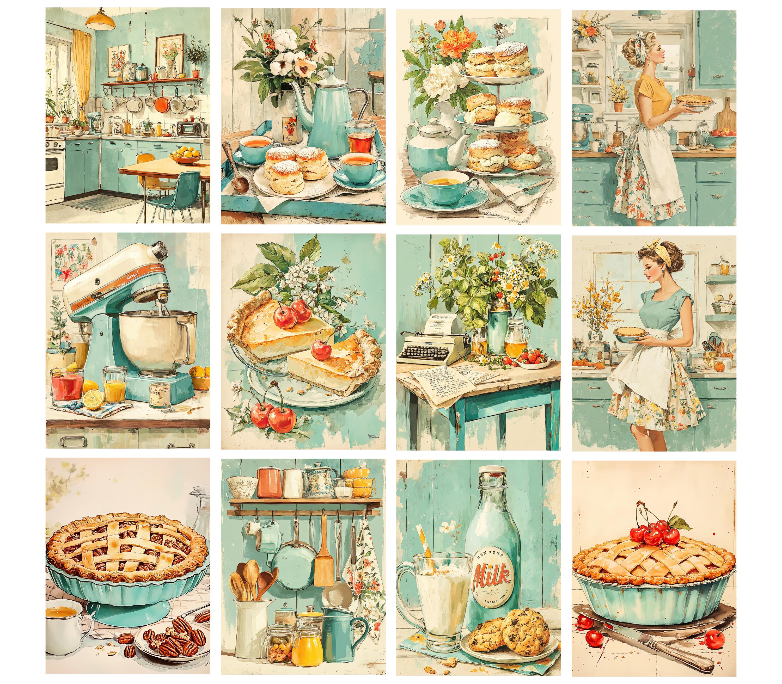 Retro Kitchen Junk Journal Pages Vintage Recipe Scrapbook Paper Pack ...