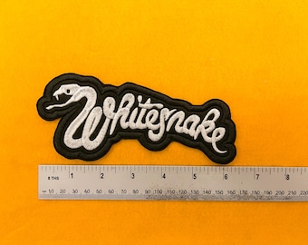 「ホワイトスネイク」パッチ（ヴィンテージ刺繍ワッペン） MD蛇Wロゴ新品◎Whitesnakeホワイトスネイク□イングランド刺繍