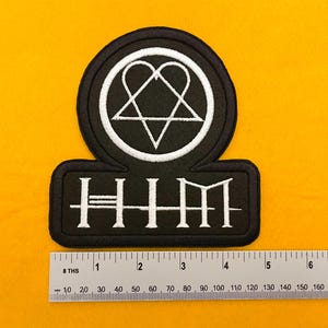 HIM High-Quality Embroidered Patch - Iron-On/Sew-On - Band Logo - Sizes: Small (8.5cm), Medium (10cm), Large (12cm) - For Jackets, Backpacks