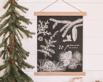 Canvas Wall Hanging - Peace On Earth Christmas Artwork