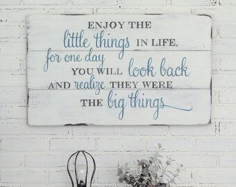 Enjoy Sign Rustic Wall Decor Signs For The Home Quotes Farmhouse Sign Housewarming Gift Distressed Wood Sign Vintage Wood Sign