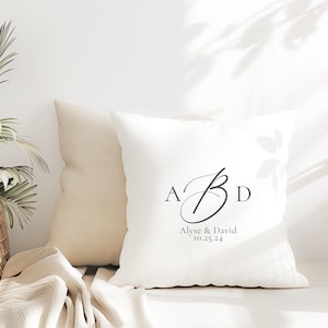 Personalized Monogram Pillow Cover, Wedding Anniversary Gift Ideas, Neutral Home Decor, Custom Bedding