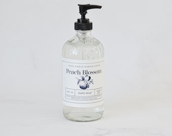 Peach Blossom Hand Soap | Small Batch | Non-Toxic | Clean | Essential Oils | Reusable Glass Jar | Gifts For Her