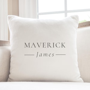 Personalized Boy&#39;s Name Pillow Cover, Baby Shower Gift Ideas, Neutral Nursery Home Decor, Custom Bedding