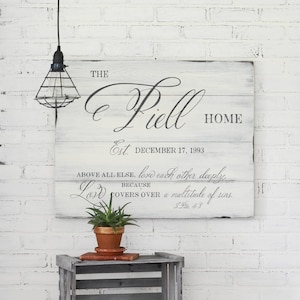 Family Established Sign | Personalized Sign | Wedding Gift | Anniversary Gift | Farmhouse Sign | Housewarming Gift | Christian Decor