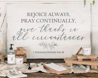 Rejoice Always Wood Sign | Bible Sign | Christian Wall Decor | Scripture Sign | Entryway Sign | Spiritual Gift | Art For Family Room