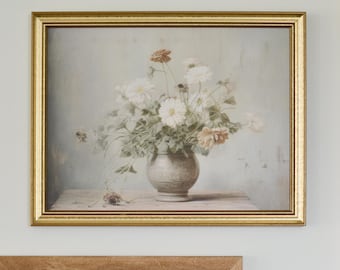 Impressão artística floral "Pétalas Desbotadas" – Decoração de parede vintage estilo cottagecore