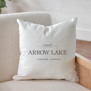 Personalized Lake House Name Pillow Cover, Custom Cotton Cushion for Coastal Decor, Gift Ideas