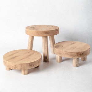 Reclaimed White Oak Wood Riser | Rustic Table Centerpiece | Water Dispenser Holder | Chunky Wood Tray | Charcuterie | Stool
