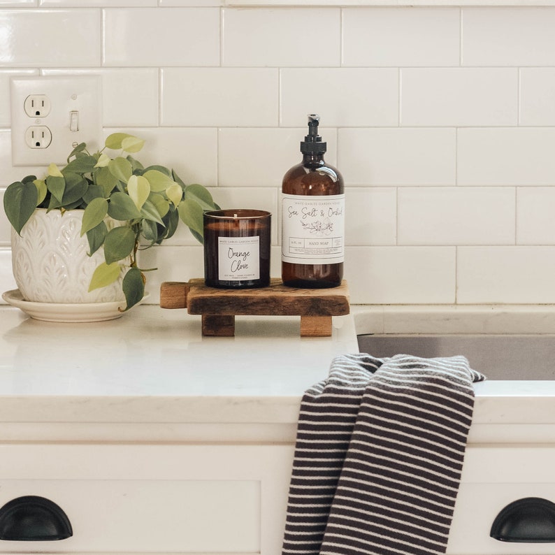 Soap Stand, Wood Riser, Kitchen Tray, Sink Decor