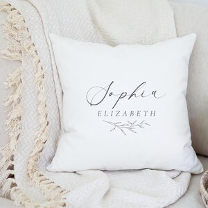 Personalized Girl&#39;s Name Pillow Cover, Baby Shower Gift Ideas, Neutral Nursery Home Decor, Custom Bedding