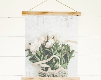 Canvas Wall Hanging - Peonies Floral Sign