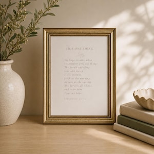 This One Thing Gold Framed Scripture Print, Bible Verse Wall Decor, Watercolor Paper