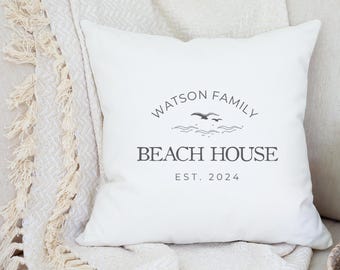 Funda de almohada personalizada para casa de playa, cojín costero de algodón personalizado