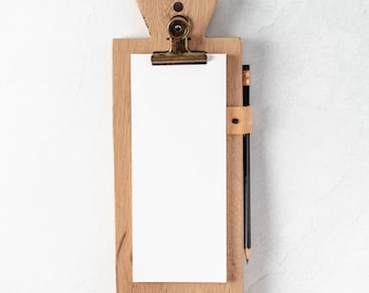 Wood Memo Board | To Do List Organizer | Grocery List Holder | Hanging Organizer | Restaurant Clipboard | Farmhouse Kitchen Decor