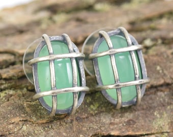 Nautical Bulkhead Light Earrings with Chrysoprase
