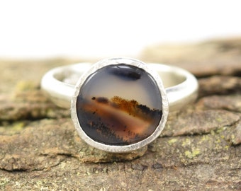 Montana Agate Ring - Size 7 - Upside Down Setting