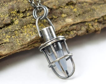 Nautical Bulkhead Light Pendant with Blue Chalcedony