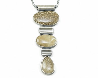 Fossil Coal and Petoskey Stone Necklace