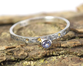 Tanzanite Side Stacker - Size 8.5 - Mixed Metal