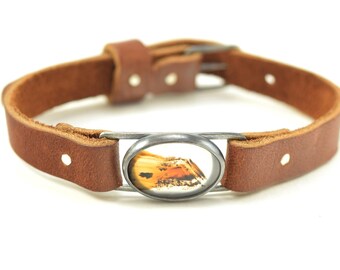 Montana Agate Leather Watch Band Bracelet - Women's M to XL, Men's S to M