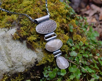 Fossil Coal and Petoskey Stone Necklace