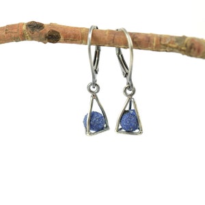 Azurite Cage Earrings in Sterling Silver image 3