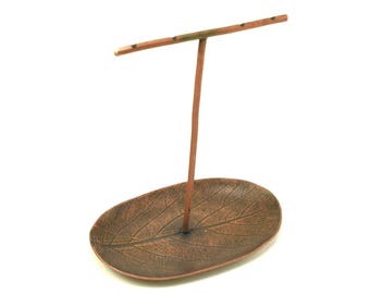 Viburnum Leaf Earring Holder in Copper - Small Earring Dish - Jewelry Display