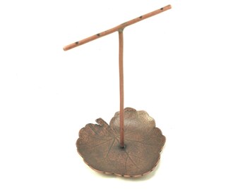 Coral Bells Leaf Earring Holder in Copper - Small Earring Dish - Jewelry Display